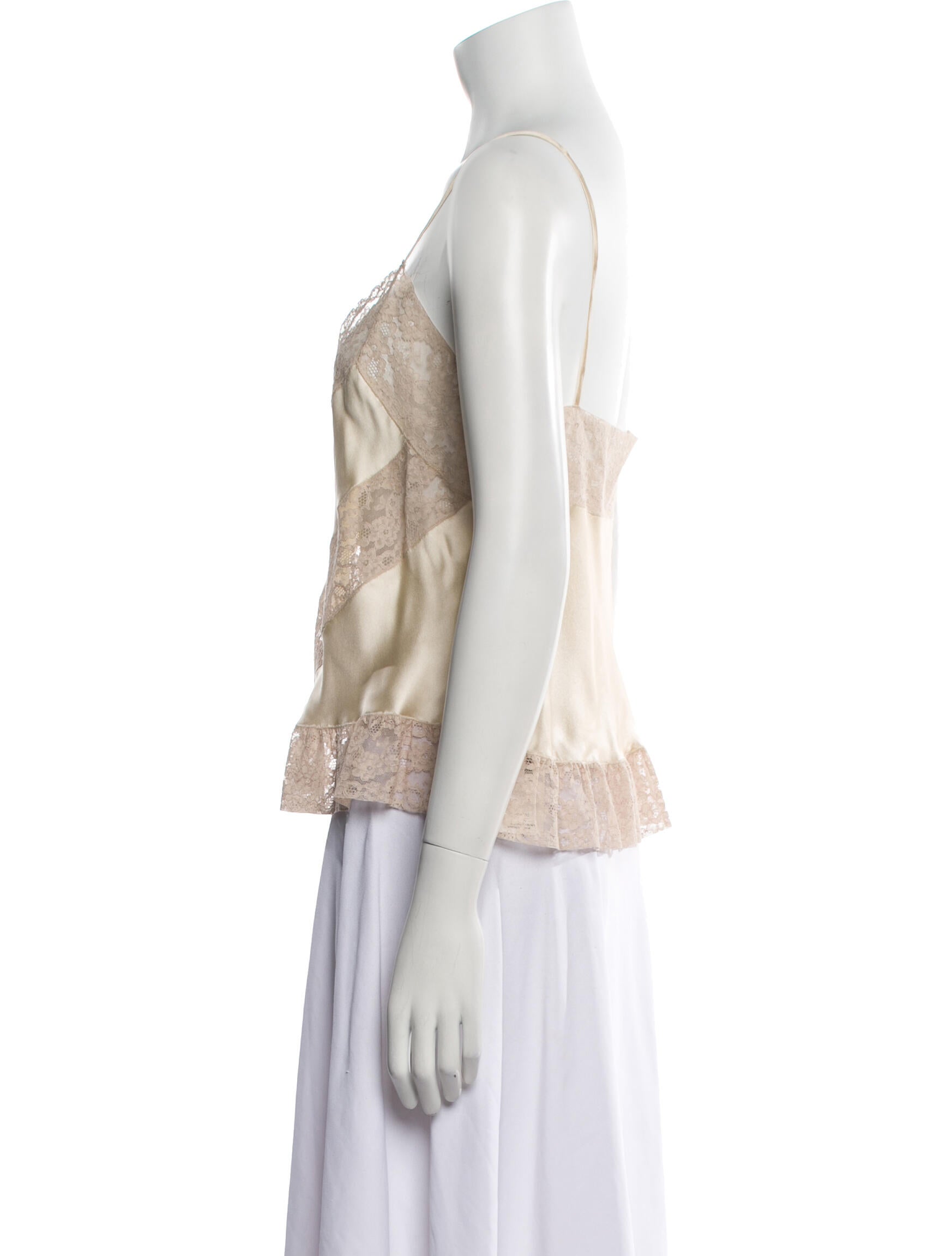 Loretta Caponi Silk Lace Pattern Top