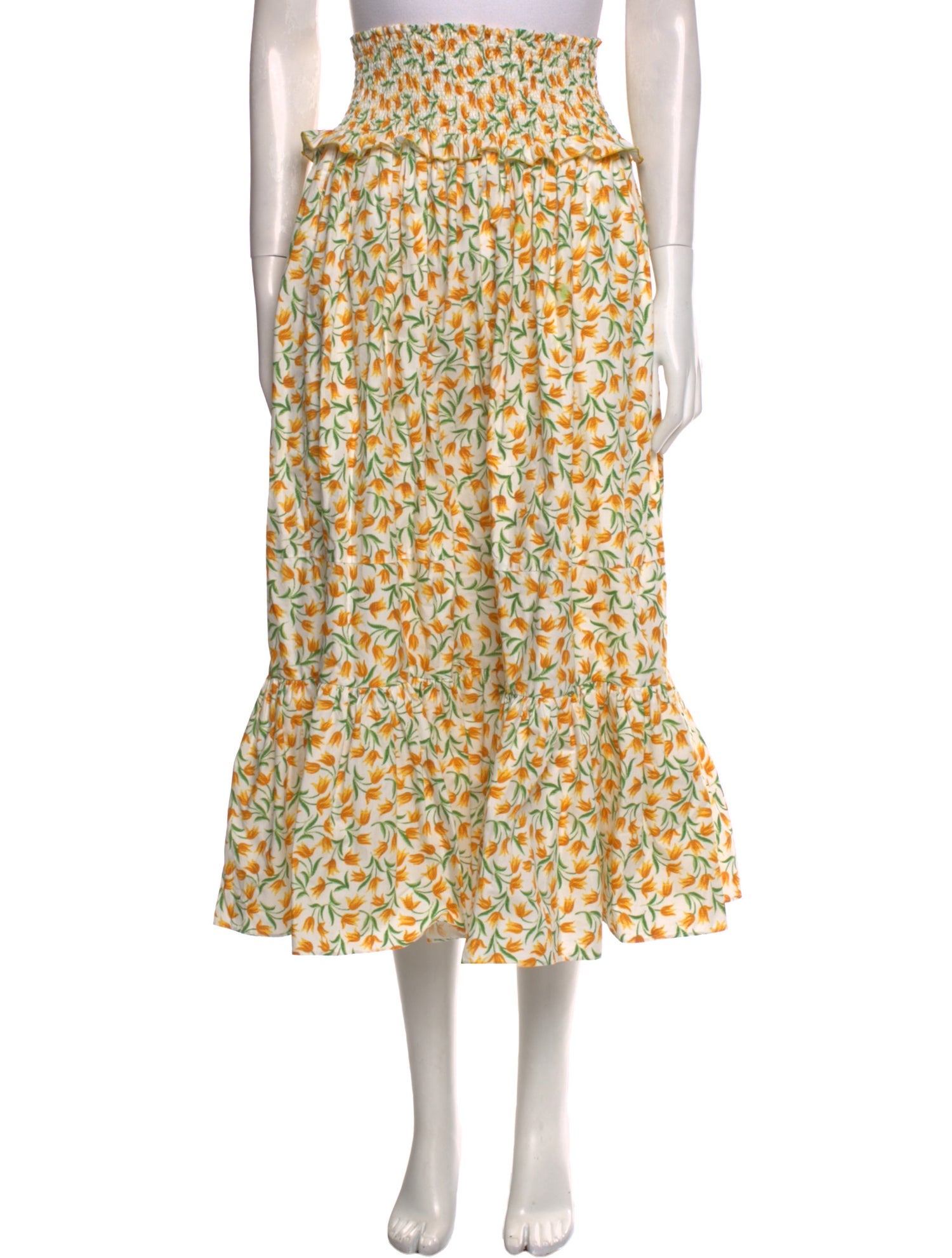 Loretta Caponi Floral Print Midi Length Skirt