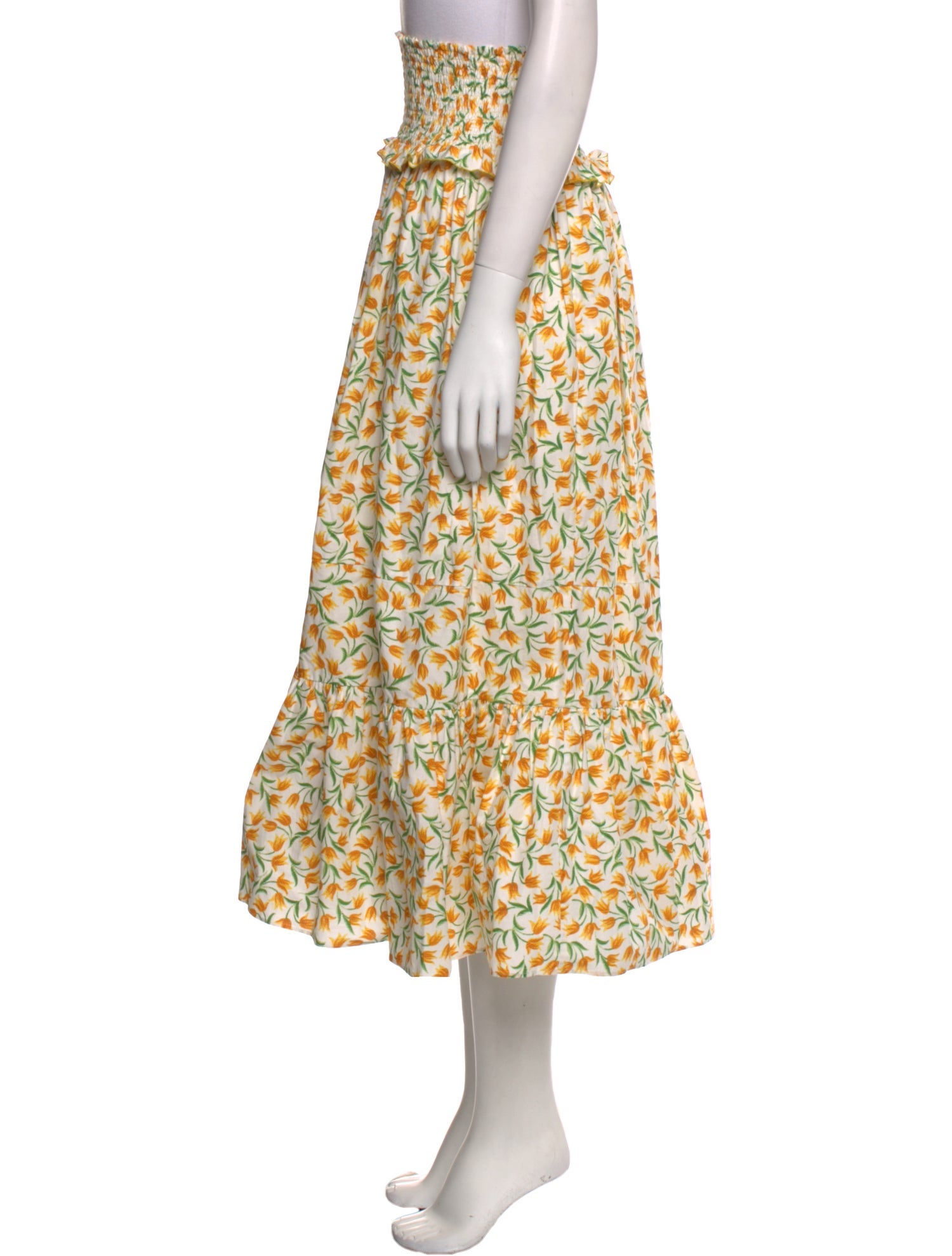 Loretta Caponi Floral Print Midi Length Skirt