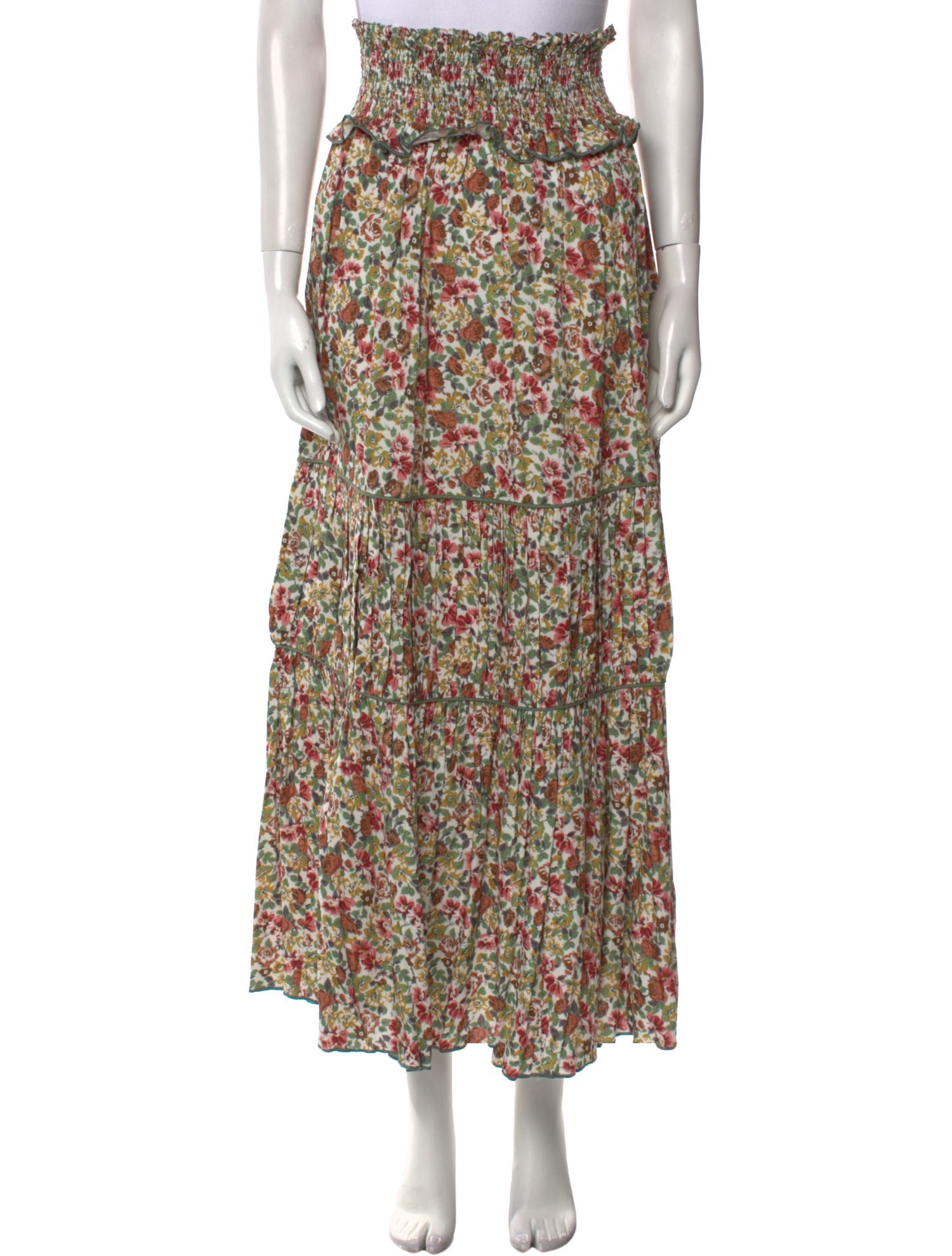 Loretta Caponi Floral Print Long Skirt