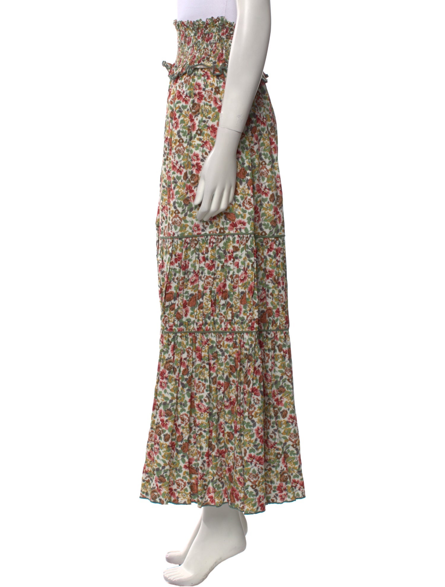 Loretta Caponi Floral Print Long Skirt