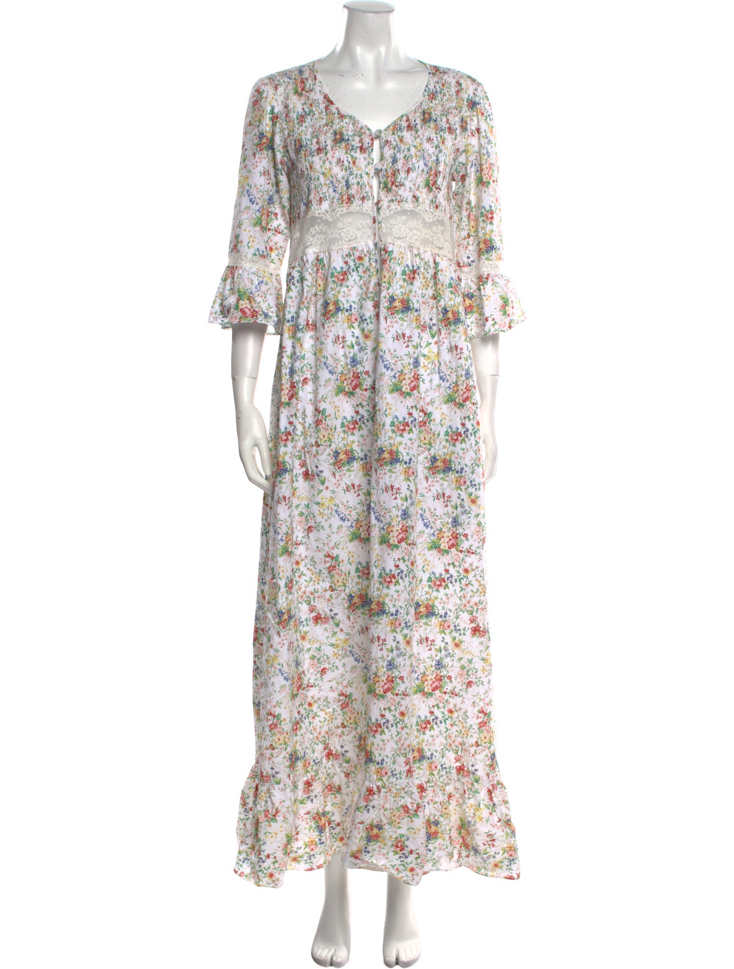 Loretta Caponi Floral Print Long Dress