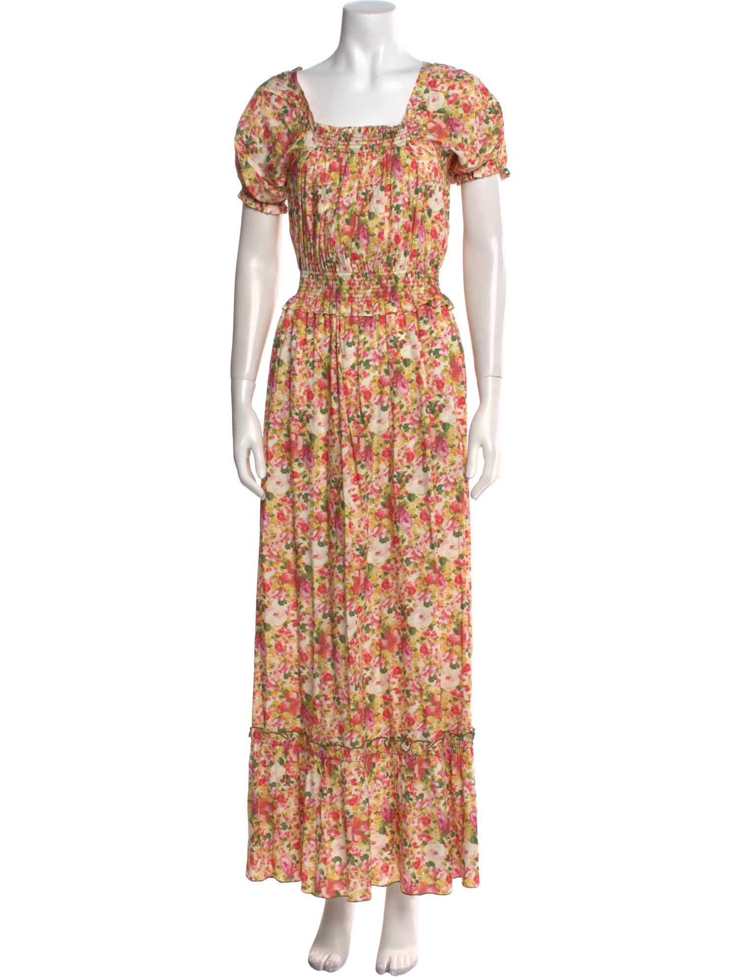 Loretta Caponi Floral Print Long Dress w/ Tags