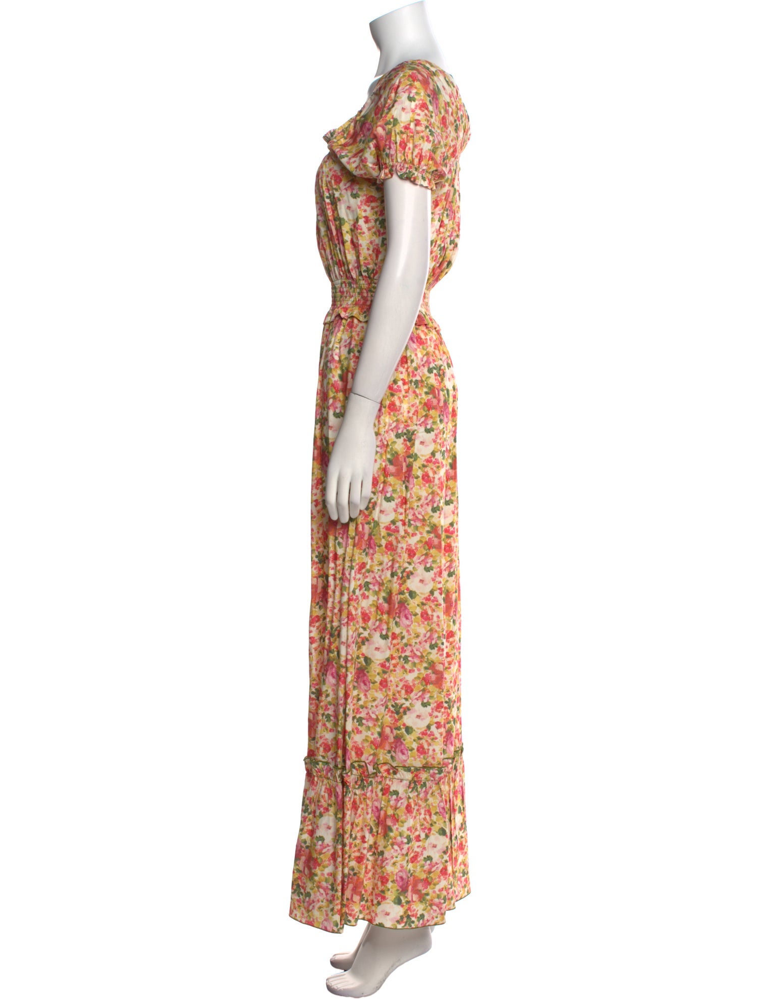 Loretta Caponi Floral Print Long Dress w/ Tags