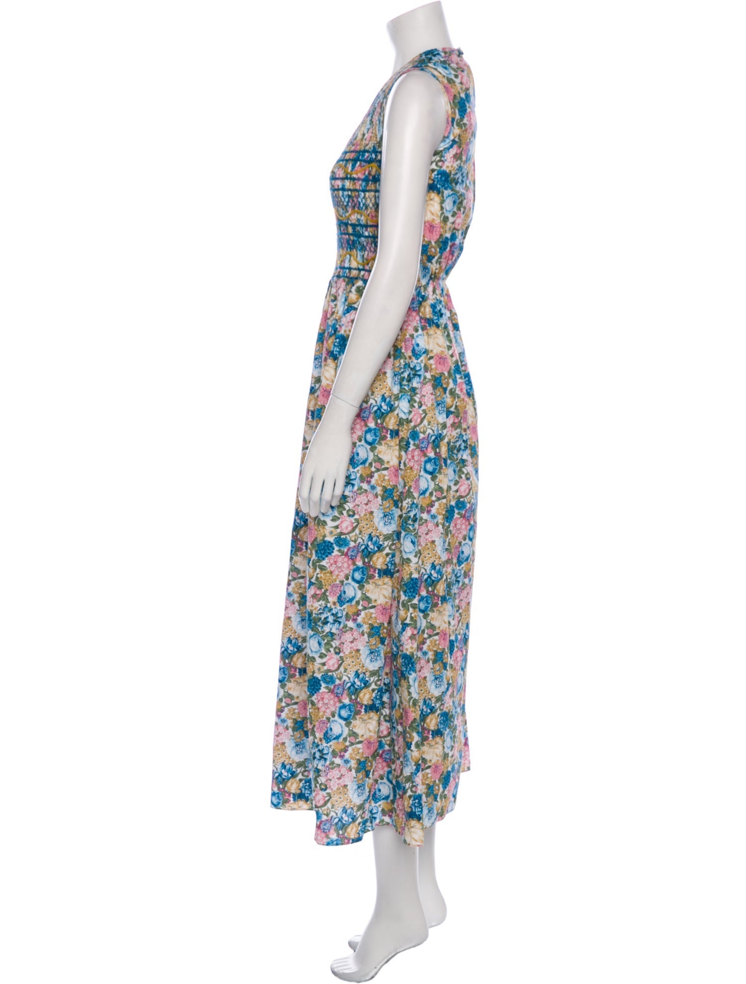 Loretta Caponi Floral Print Long Dress w/ Tags