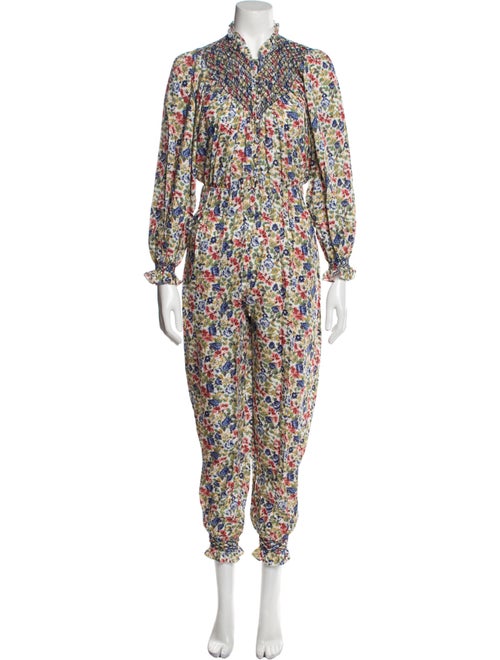 Loretta Caponi Floral Print Mock Neck Jumpsuit