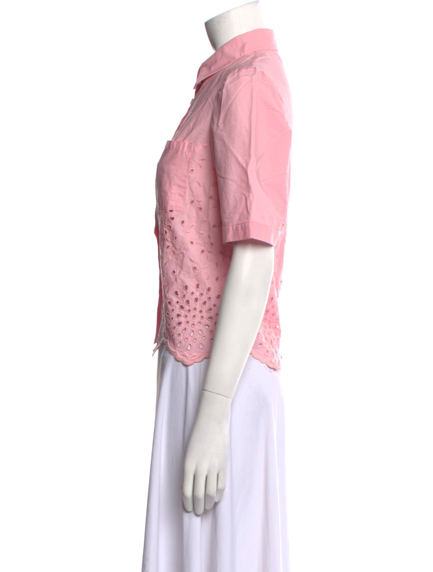 Loretta Caponi Short Sleeve Button-Up Top