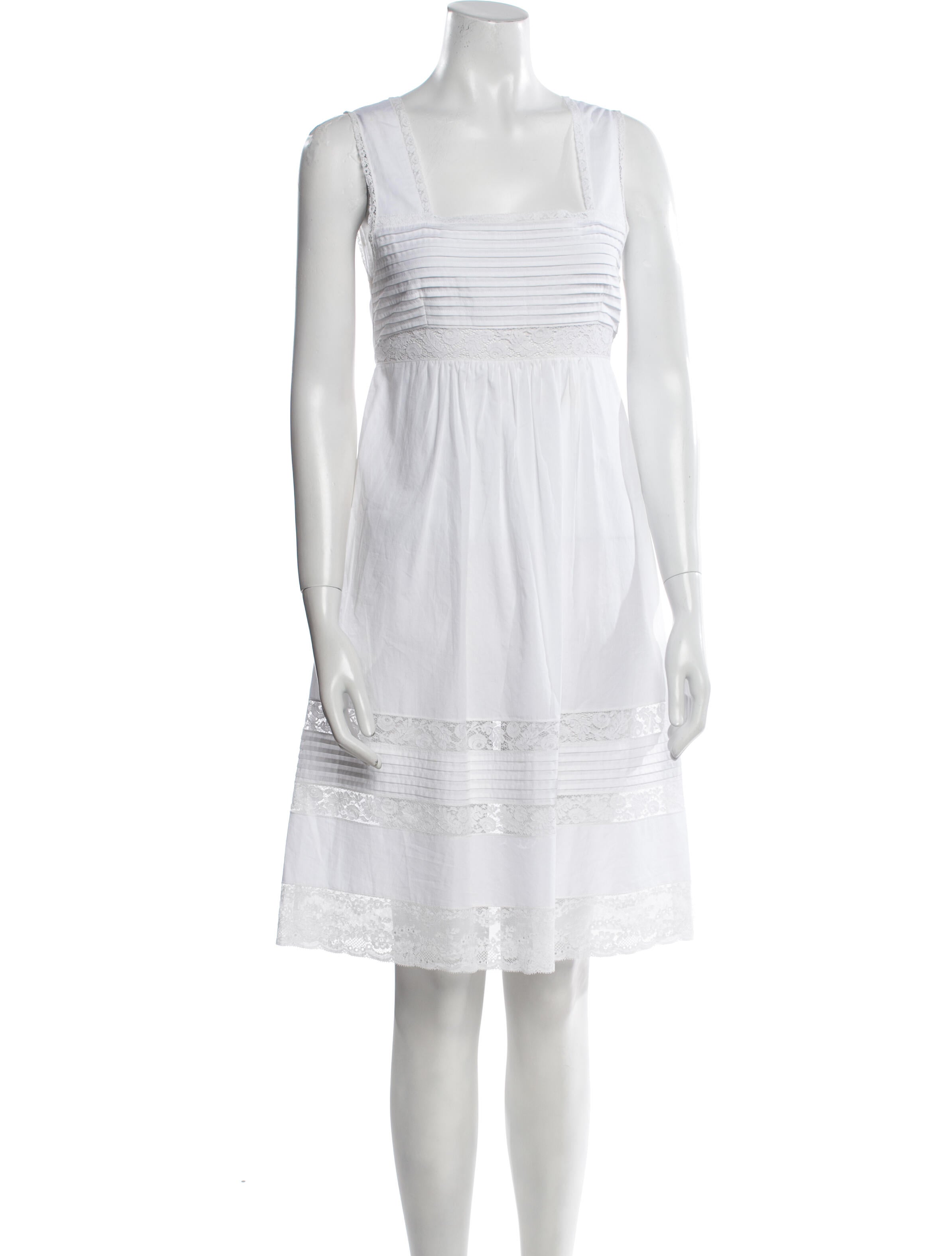 Loretta Caponi Square Neckline Knee-Length Dress