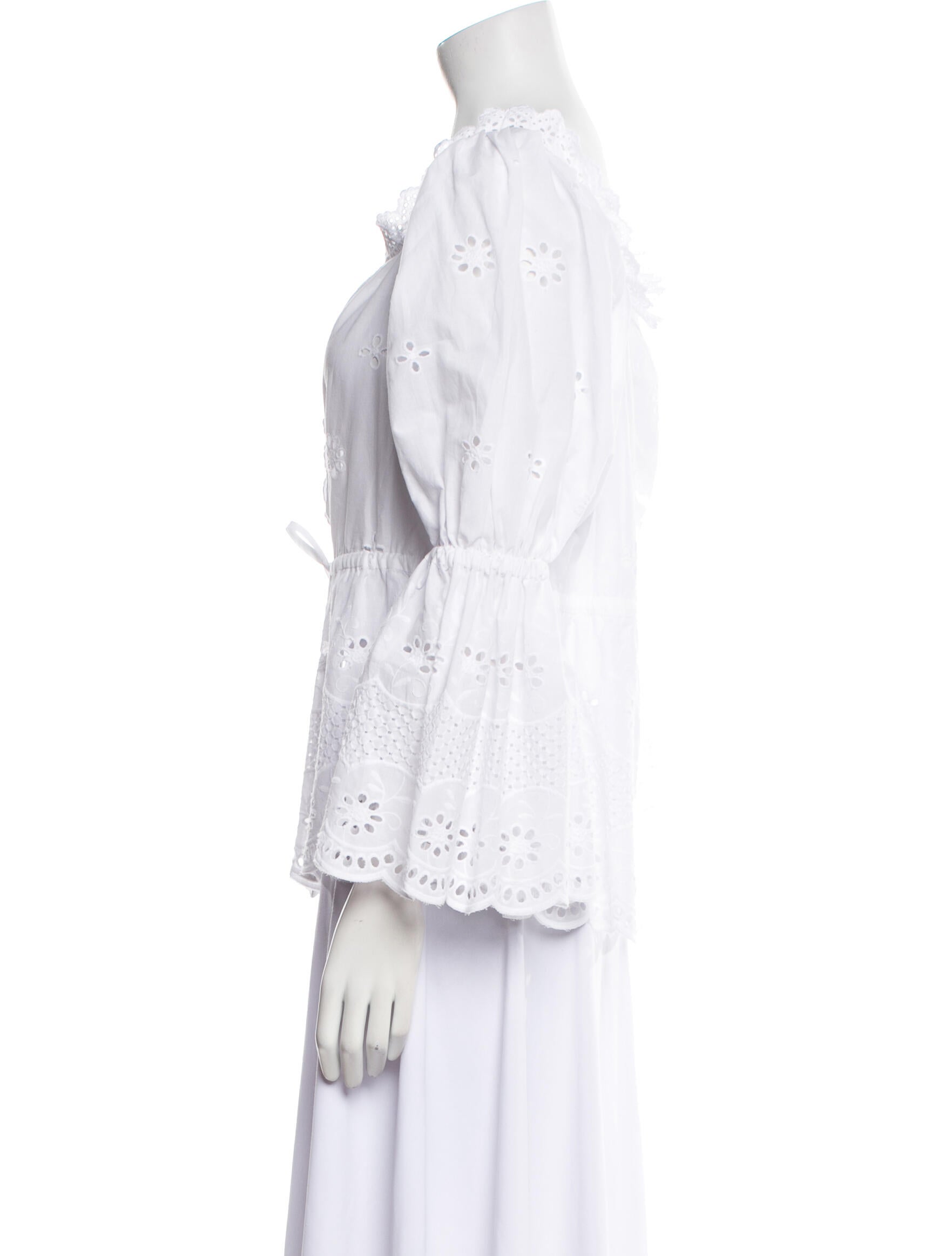 Loretta Caponi Square Neckline Three-Quarter Sleeve Blouse w/ Tags