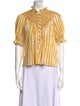 Loretta Caponi Striped Mock Neck Button-Up Top