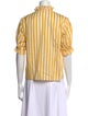 Loretta Caponi Striped Mock Neck Button-Up Top