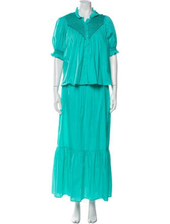 Loretta Caponi Embroidered Accent Skirt Set