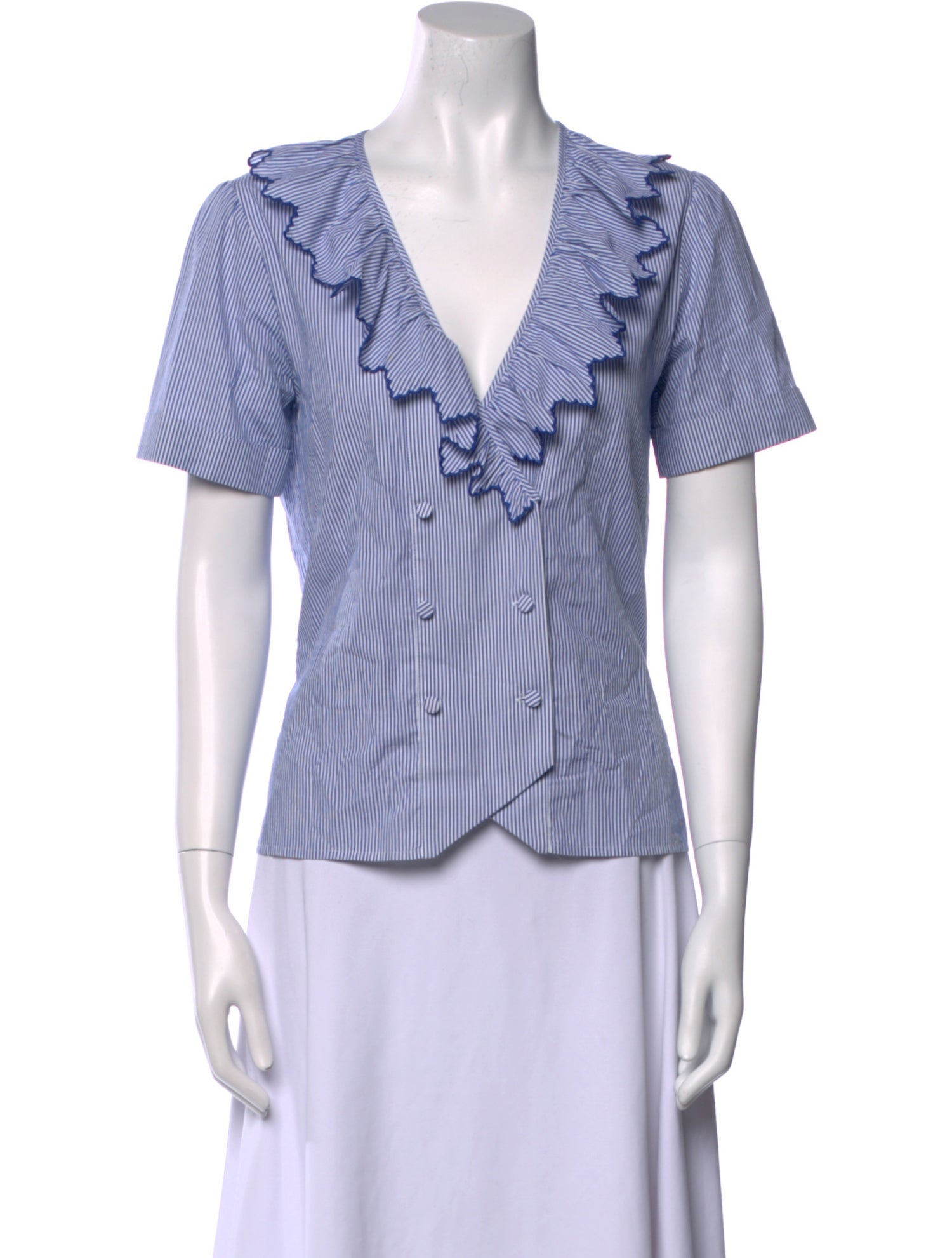 Loretta Caponi Striped Short Sleeve Top