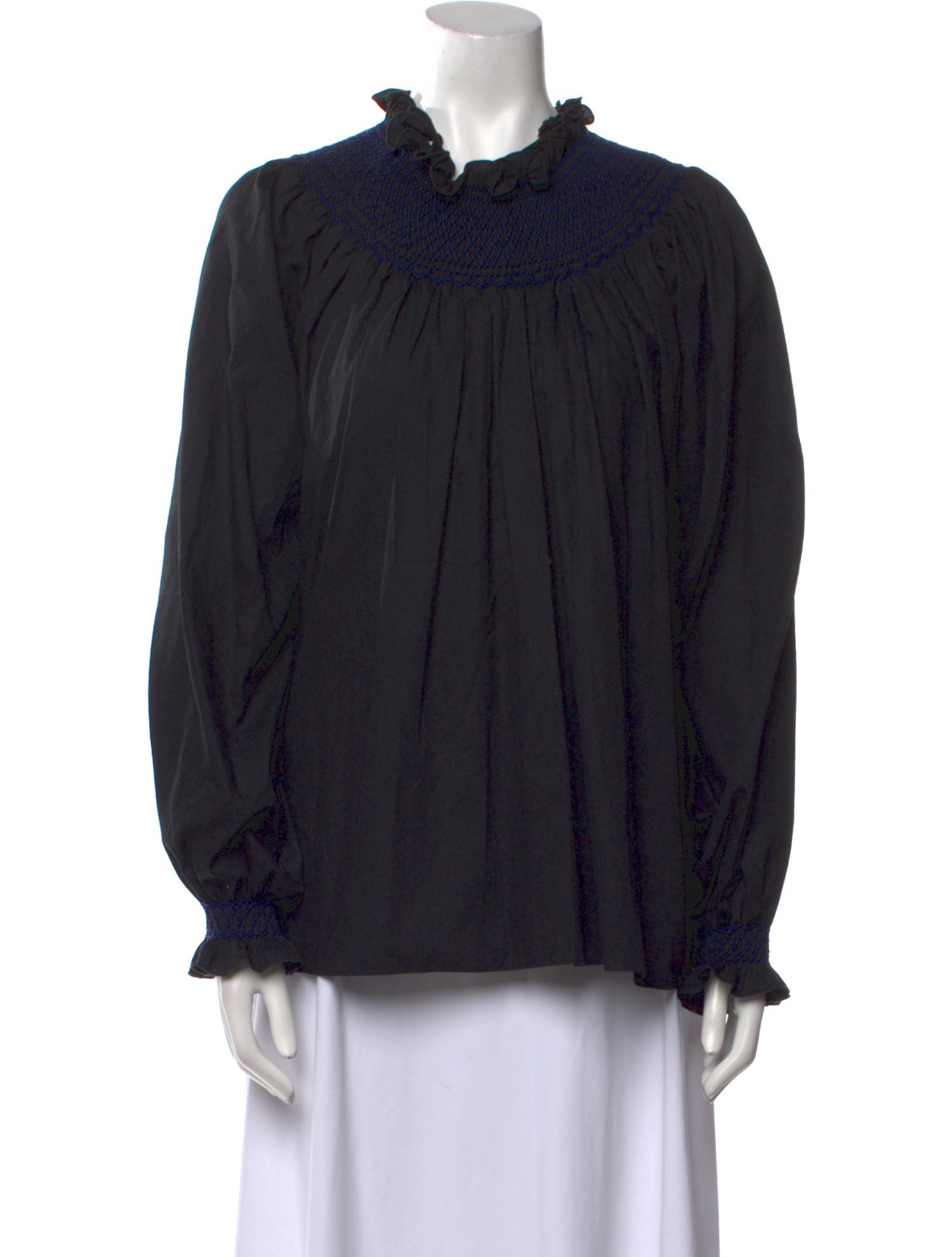 Loretta Caponi Mock Neck Long Sleeve Blouse