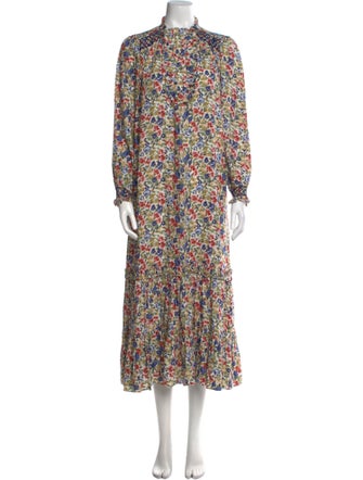 Loretta Caponi Floral Print Midi Length Dress