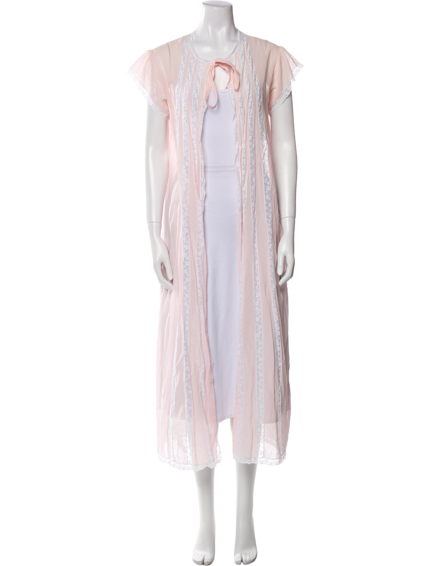 Loretta Caponi Lace Trim Embellishment Robe