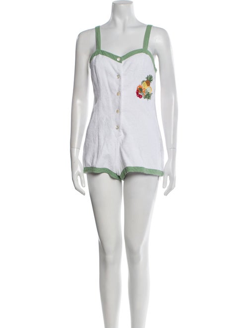 Loretta Caponi Graphic Print Square Neckline Romper