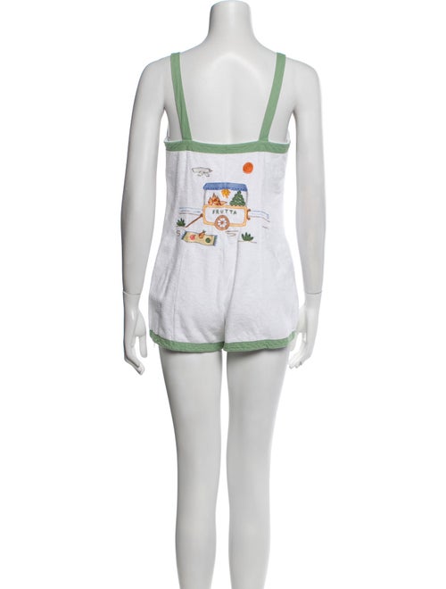 Loretta Caponi Graphic Print Square Neckline Romper