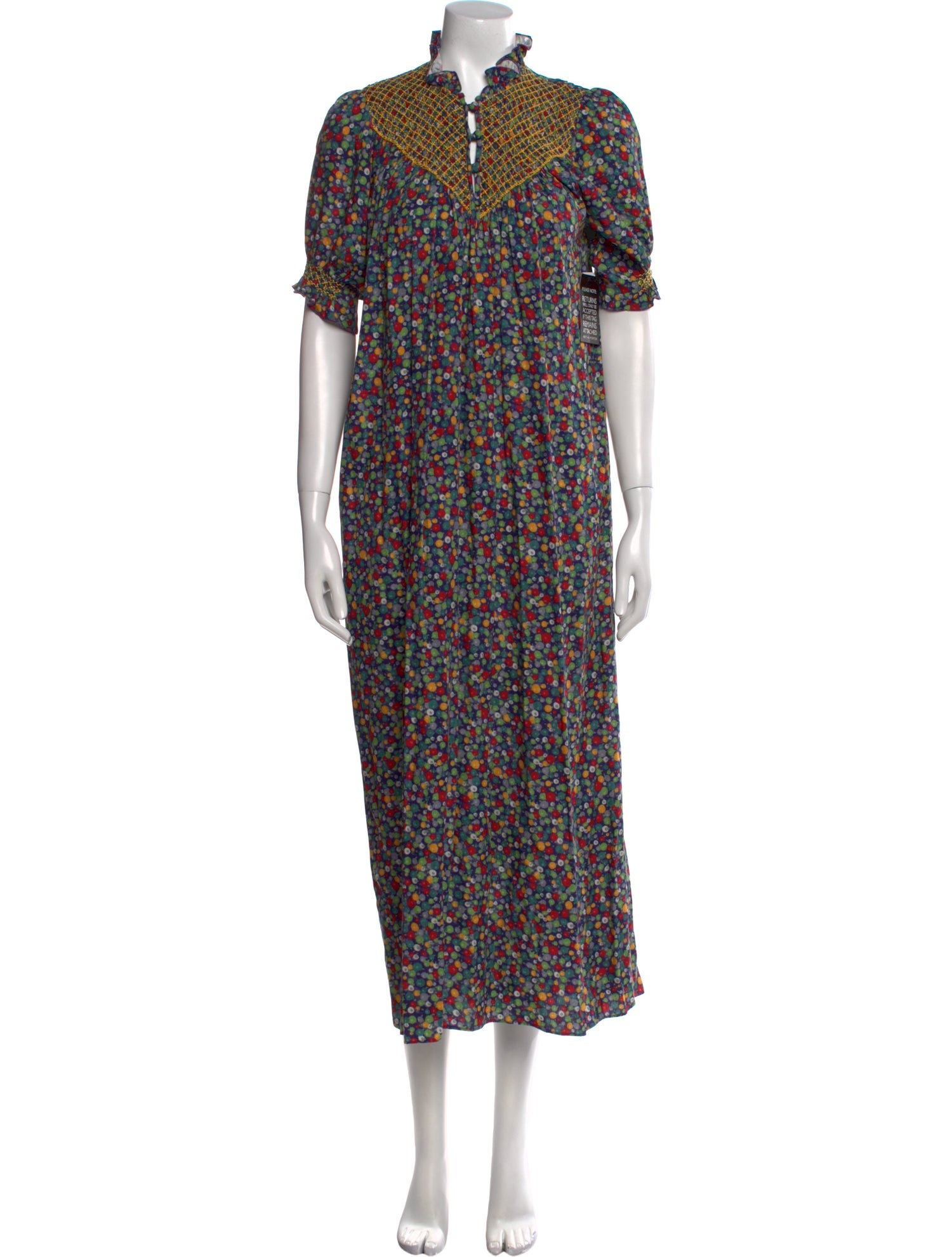 Loretta Caponi Floral Print Long Dress w/ Tags