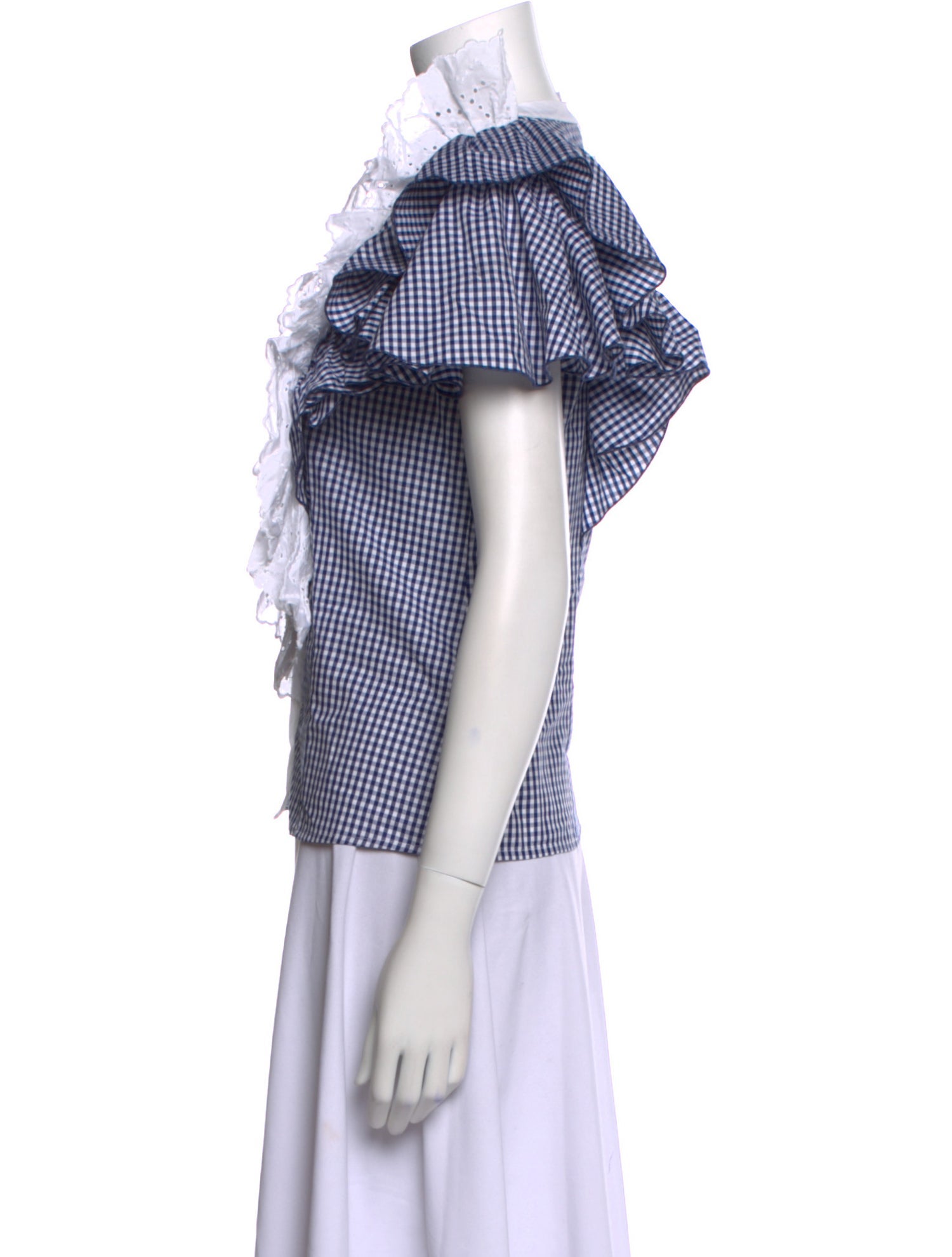 Loretta Caponi Plaid Print Crew Neck Button-Up Top w/ Tags