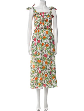 Loretta Caponi Floral Print Midi Length Dress