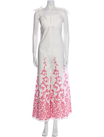 Loretta Caponi Floral Print V-Neck Jumpsuit