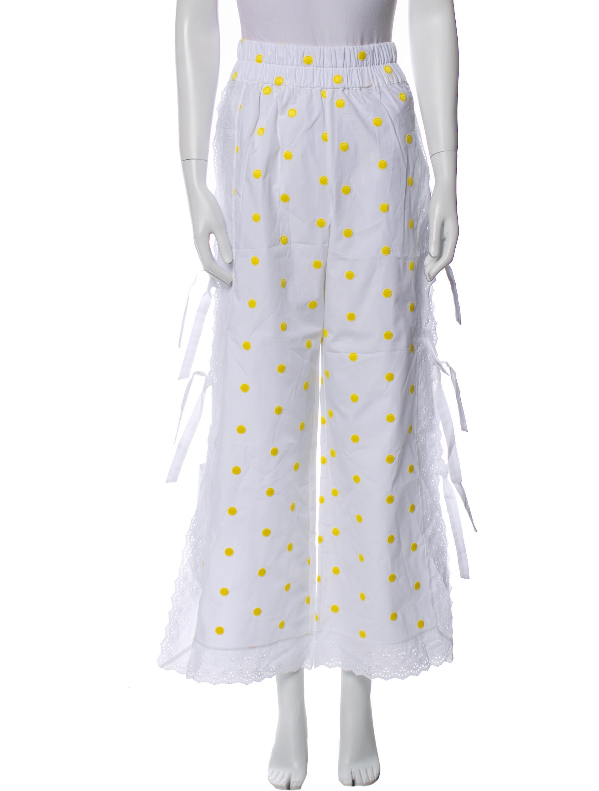 Loretta Caponi Polka Dot Print Wide Leg Pants