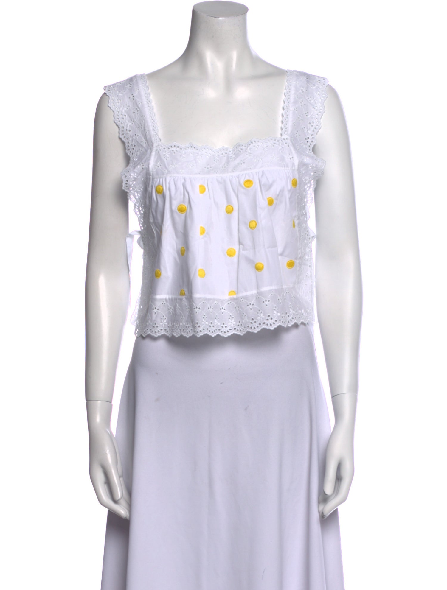 Loretta Caponi Printed Square Neckline Crop Top