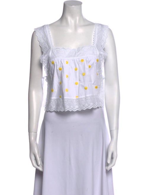 Loretta Caponi Printed Square Neckline Crop Top