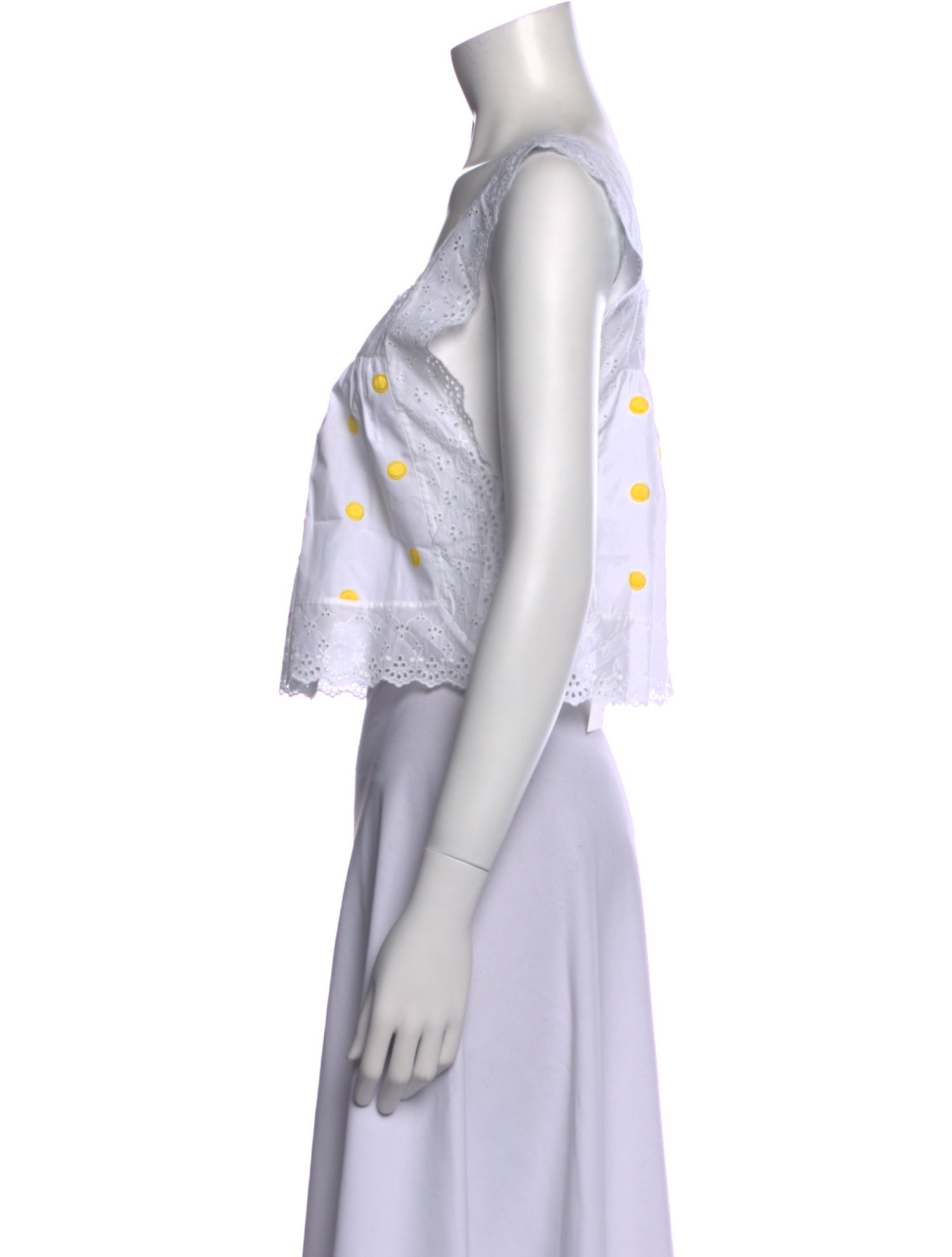 Loretta Caponi Printed Square Neckline Crop Top