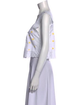 Loretta Caponi Printed Square Neckline Crop Top