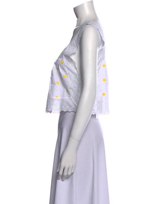 Loretta Caponi Printed Square Neckline Crop Top