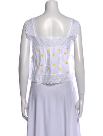 Loretta Caponi Printed Square Neckline Crop Top