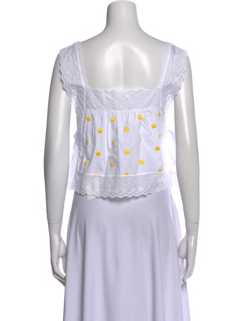 Loretta Caponi Printed Square Neckline Crop Top