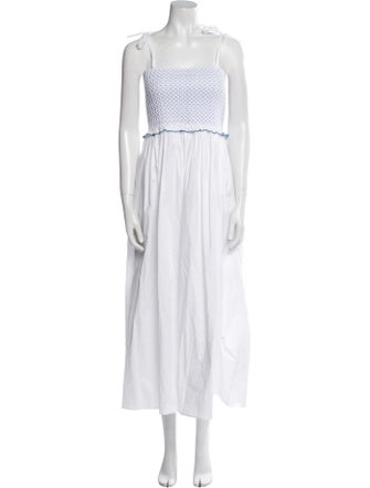 Loretta Caponi Square Neckline Midi Length Dress