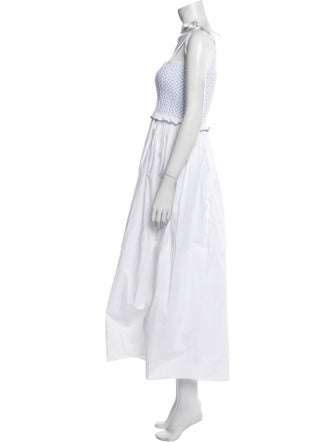 Loretta Caponi Square Neckline Midi Length Dress