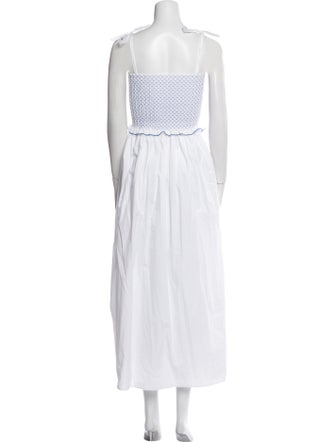 Loretta Caponi Square Neckline Midi Length Dress