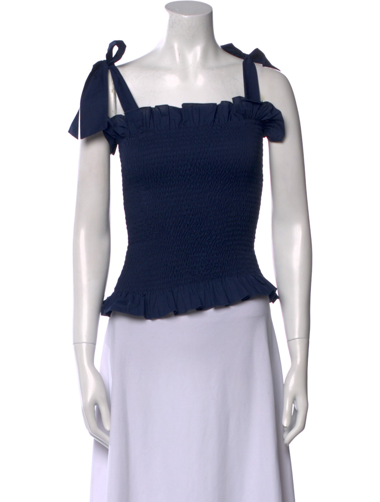 Loretta Caponi Square Neckline Short Sleeve Crop Top