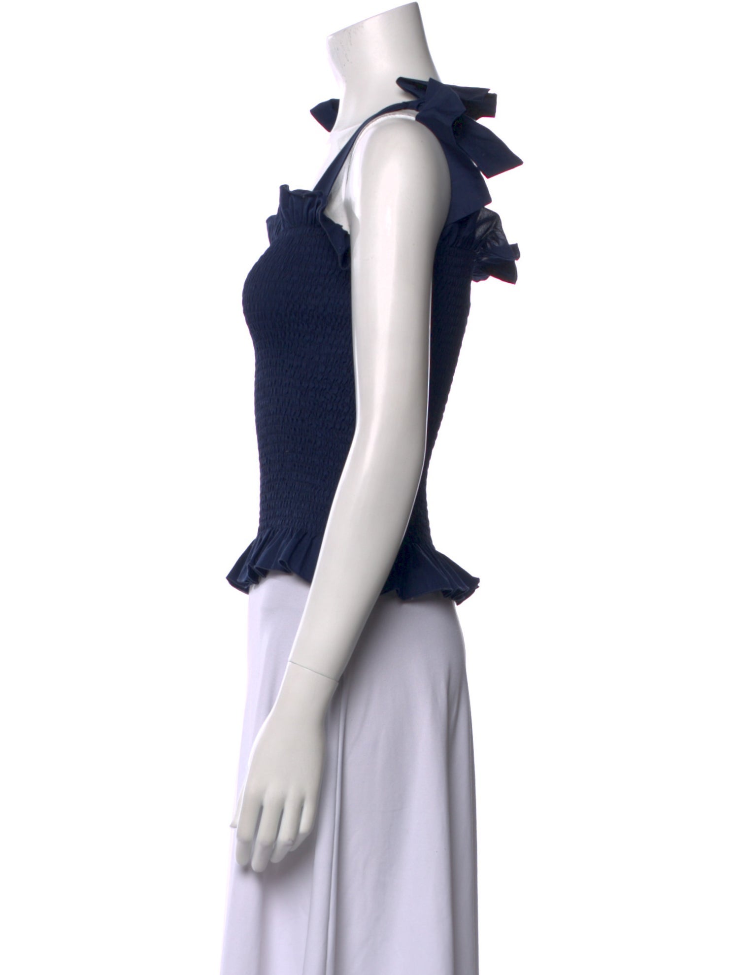 Loretta Caponi Square Neckline Short Sleeve Crop Top