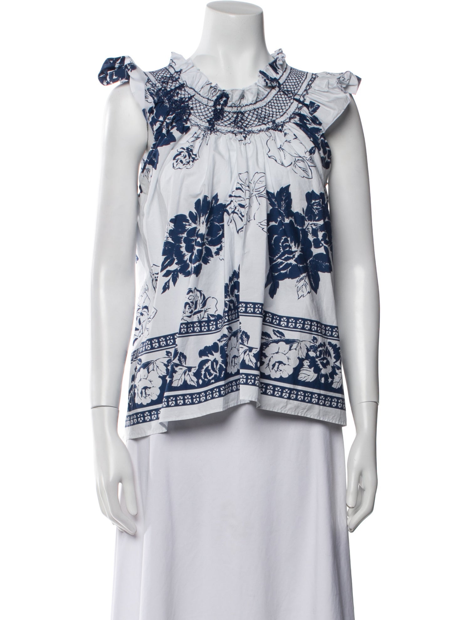 Loretta Caponi Floral Print Crew Neck Blouse