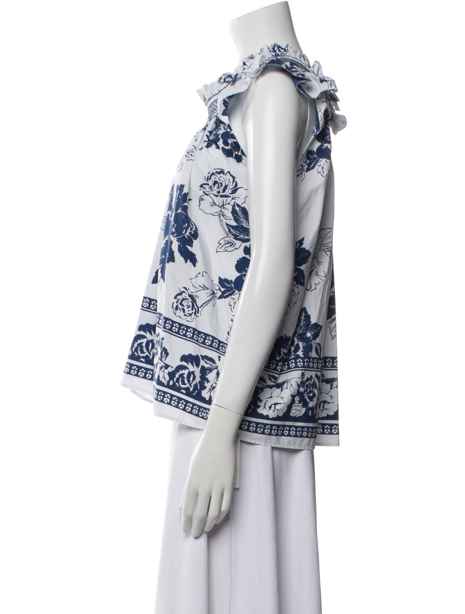 Loretta Caponi Floral Print Crew Neck Blouse