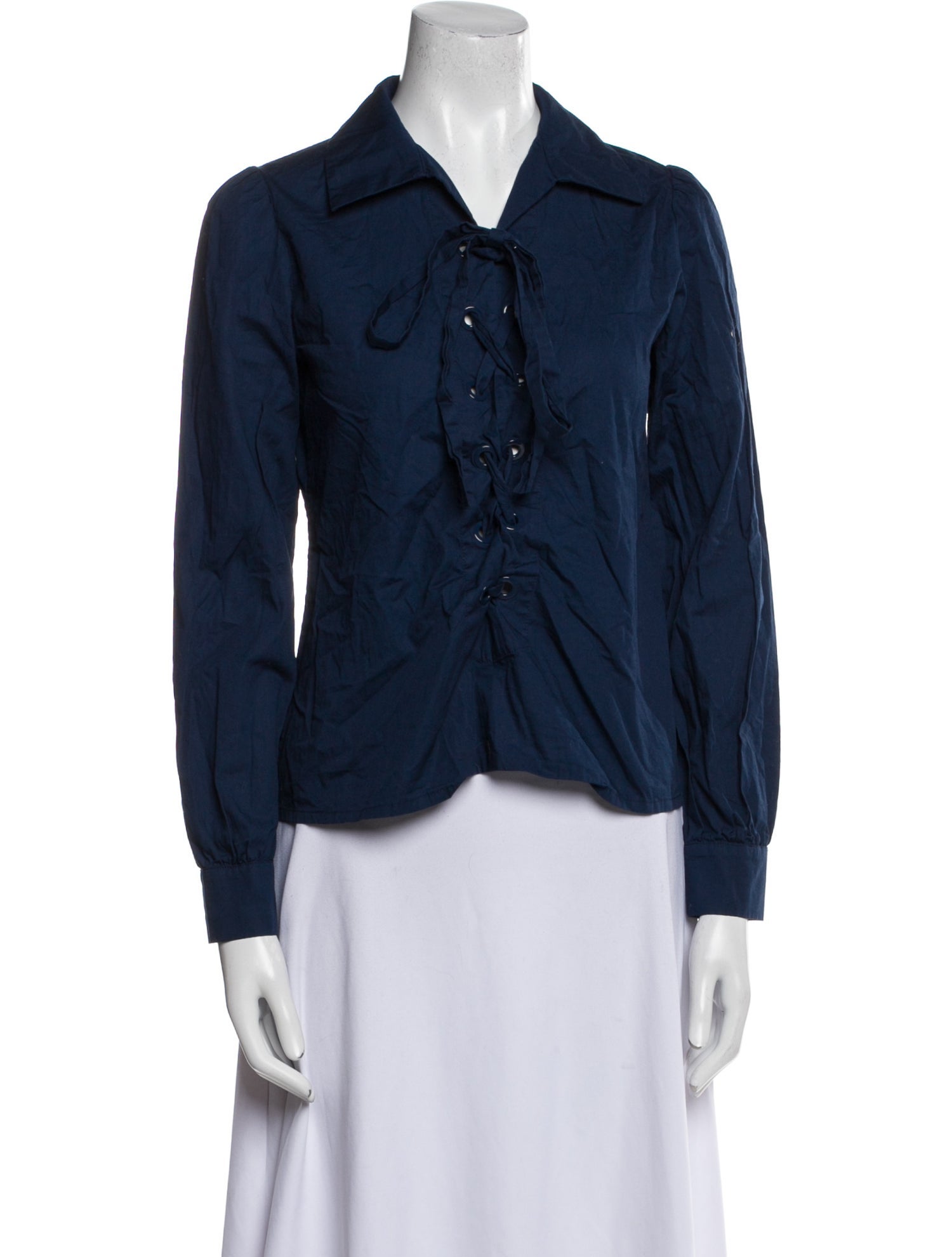 Loretta Caponi Long Sleeve Button-Up Top