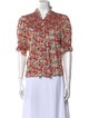 Loretta Caponi Floral Print Mock Neck Blouse
