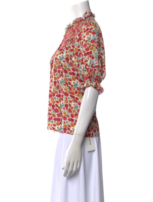 Loretta Caponi Floral Print Mock Neck Blouse