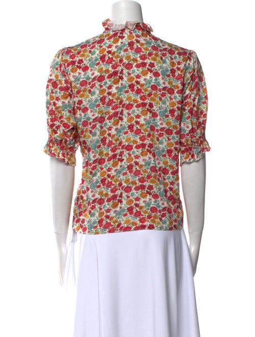 Loretta Caponi Floral Print Mock Neck Blouse