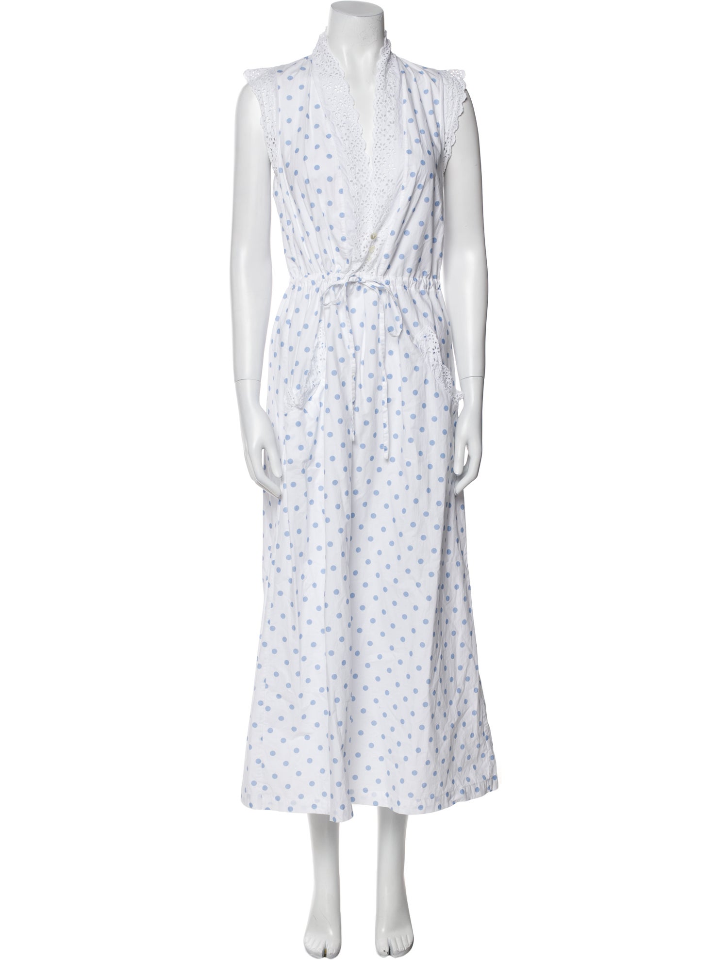 Loretta Caponi Polka Dot Print Midi Length Dress