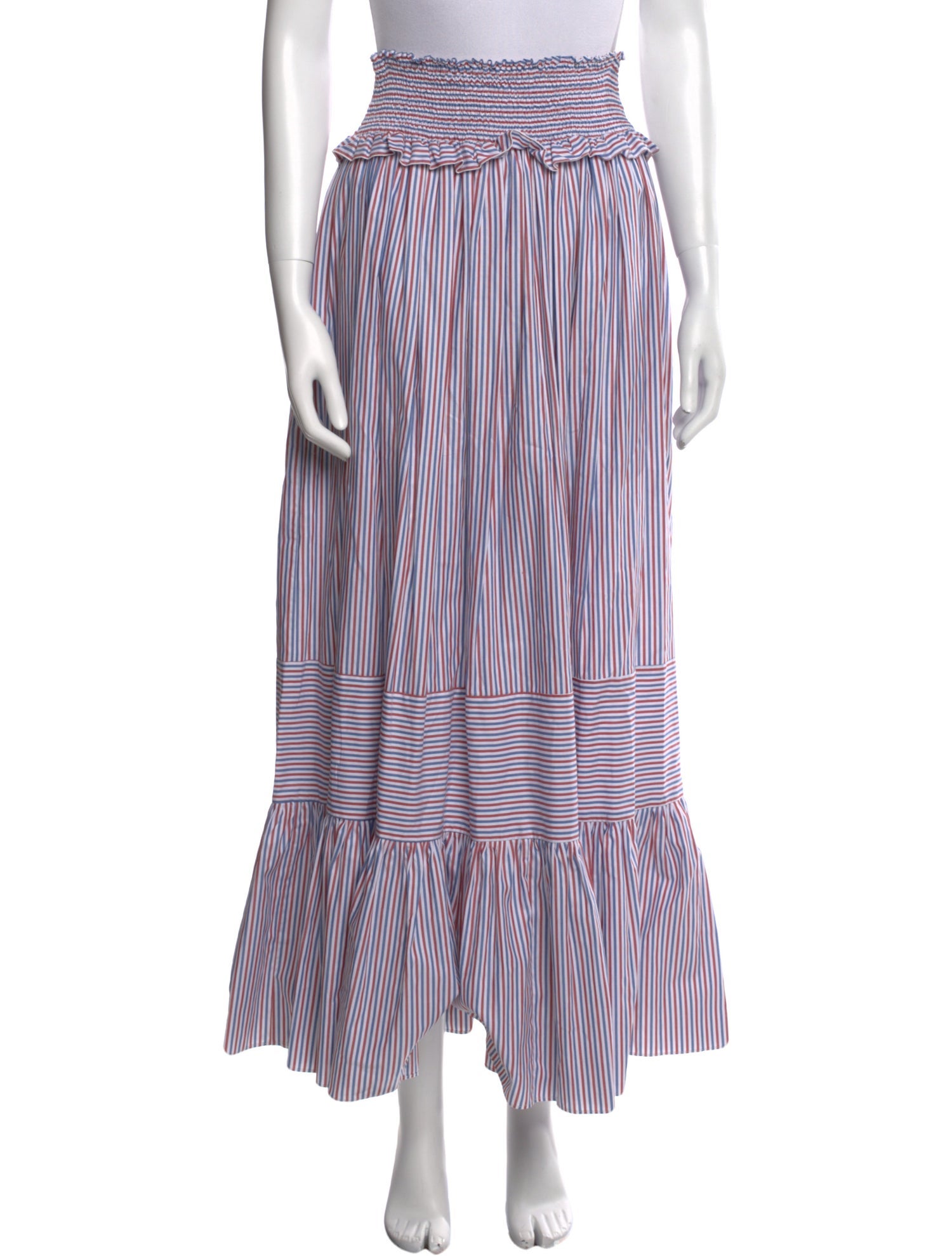 Loretta Caponi Striped Midi Length Skirt