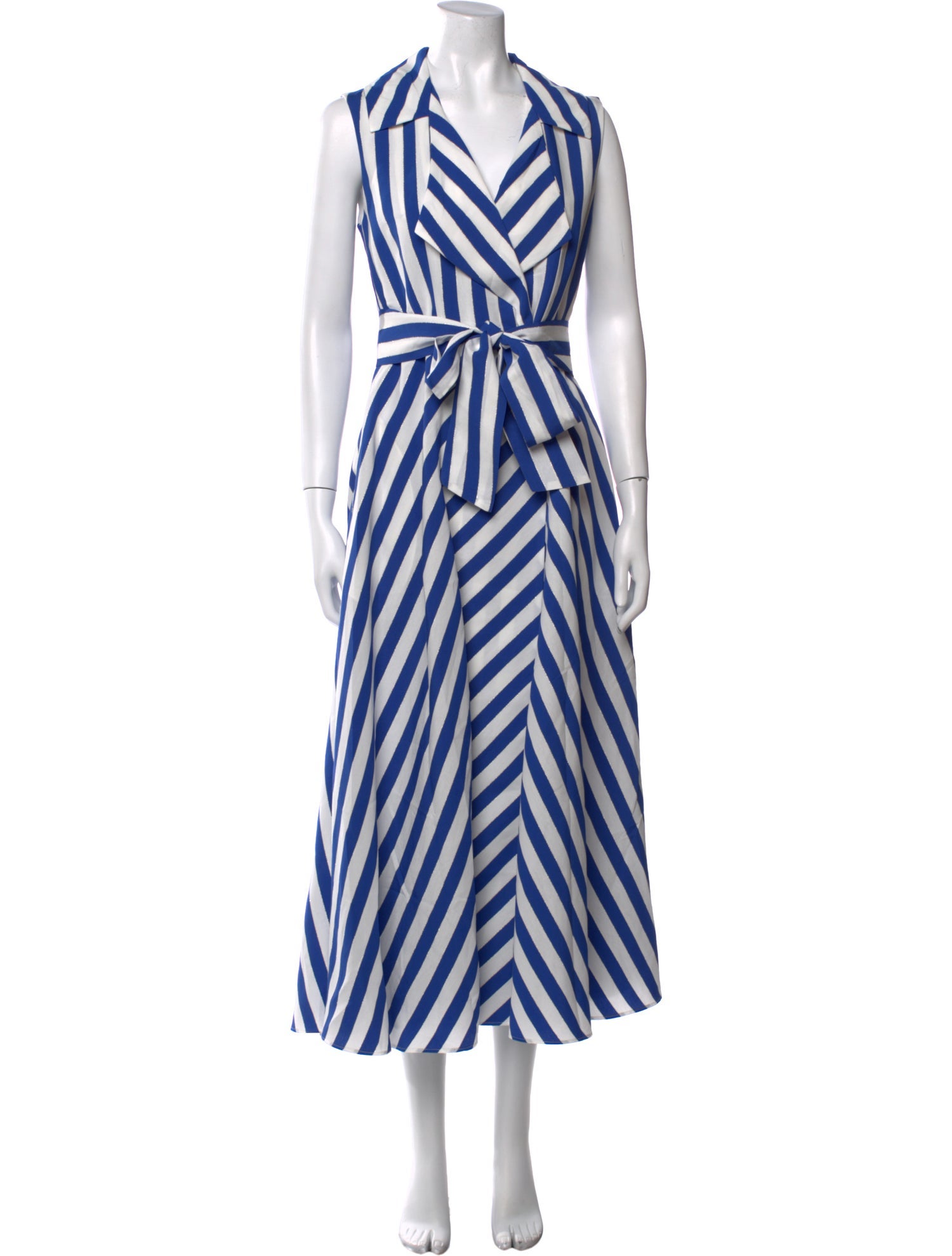 Loretta Caponi Striped Midi Length Dress