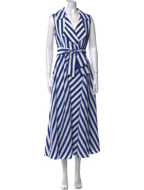 Loretta Caponi Striped Midi Length Dress
