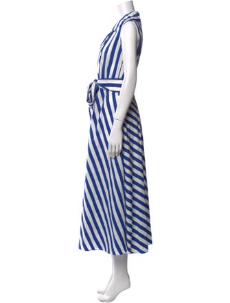 Loretta Caponi Striped Midi Length Dress